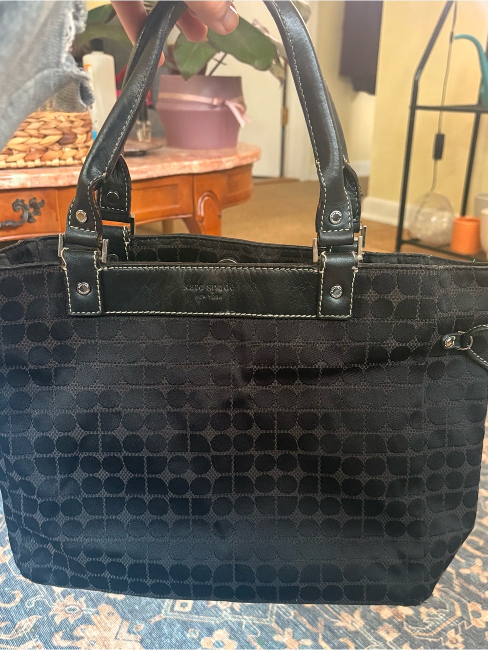 Vintage Kate Spade Black Geometric Jacquard Tote